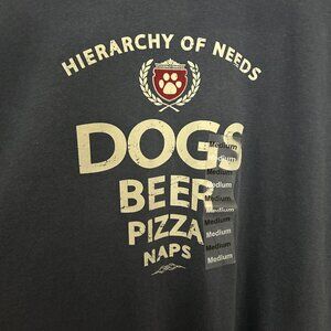 Hierarchy of Needs T Shirt Mens Unisex Sz M Dogs Beer Pizza Naps Funny NEW